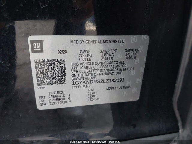 2020 CADILLAC XT5 1GYKNDRS2LZ183191 Photo 8
