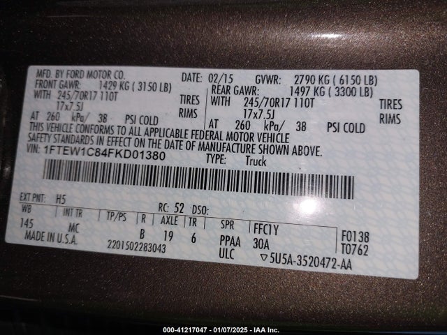 Ford F-150 Xlt 2015 1FTEW1C84FKD01380 Image 9