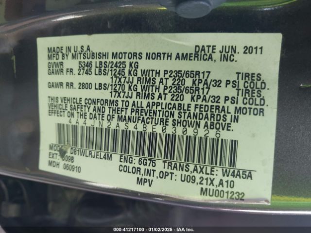 2011 MITSUBISHI ENDEAVOR 4A4JN2AS4BE030926 Photo 8