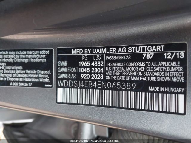 WDDSJ4EB4EN065389 Mercedes-Benz CLA 250