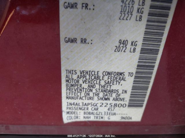 1N4AL3AP5GC225800 Nissan Altima