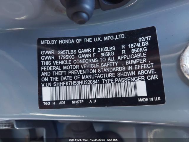 SHHFK7H53HU220841 Honda CIVIC EX