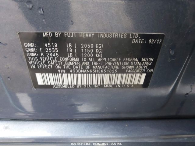 4S3BNAN65H3051825 Subaru Legacy 2.5i Limited