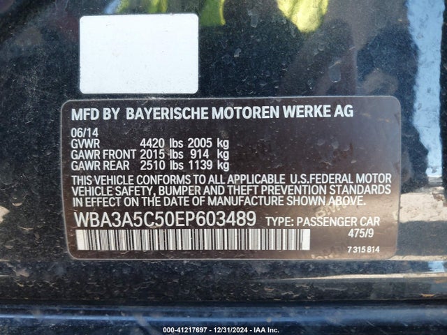 BMW 328I 2014 WBA3A5C50EP603489 Image 9