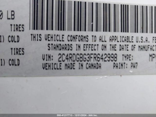 2C4RDGBG3FR642998 Dodge Grand Caravan American Value Pkg