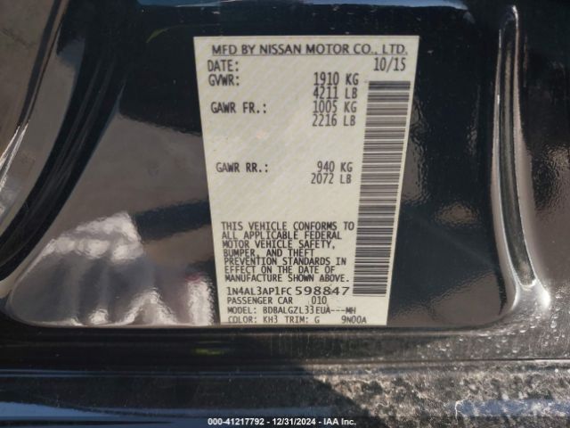 1N4AL3AP1FC598847 Nissan Altima 2.5 S