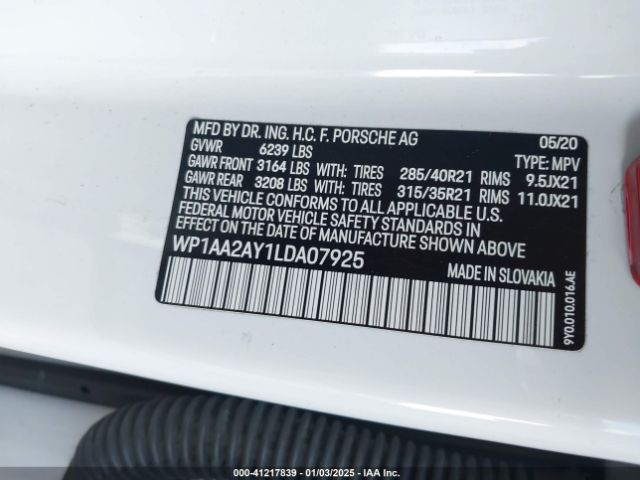 2020 PORSCHE CAYENNE WP1AA2AY1LDA07925 Photo 8