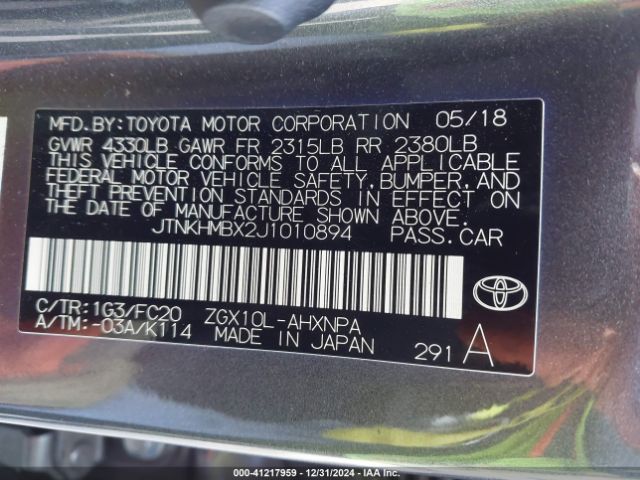 JTNKHMBX2J1010894 Toyota C-hr Xle Premium