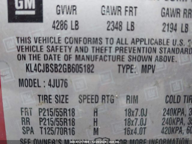 KL4CJBSB2GB605182 Buick Encore Convenience