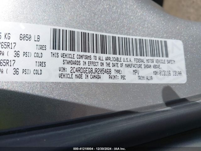 2C4RDGEG8JR205468 Dodge Grand Caravan Gt