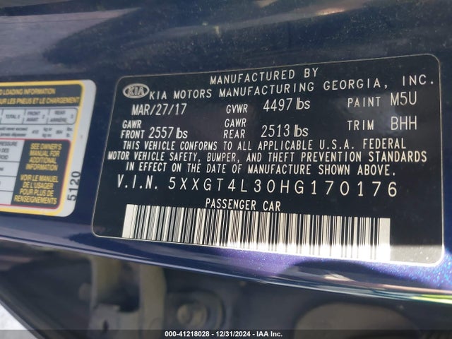 KIA Optima Lx 2017 5XXGT4L30HG170176 Image 9