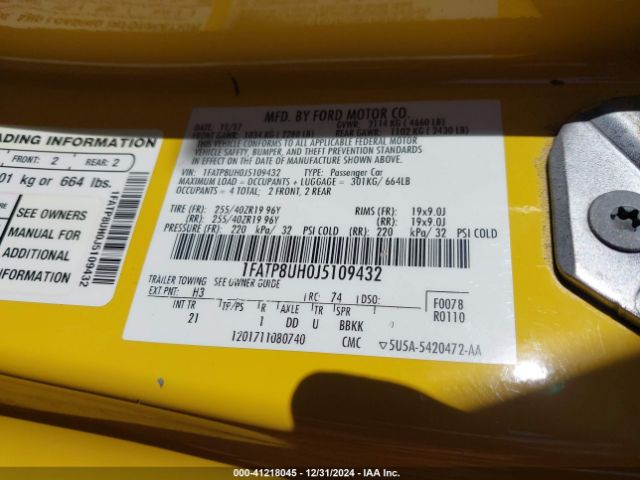 1FATP8UH0J5109432 Ford Mustang Ecoboost