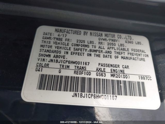 JN1BJ1CP6HW001167 Nissan Rogue Sport S