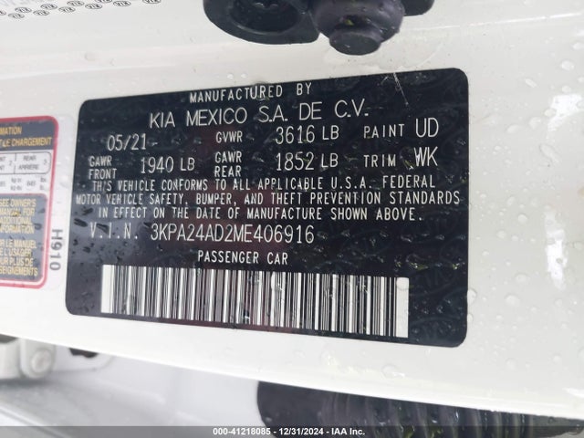 KIA RIO LX 2021 3KPA24AD2ME406916 Image 9