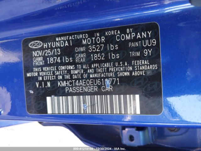 KMHCT4AE0EU613771 Hyundai ACCENT GLS