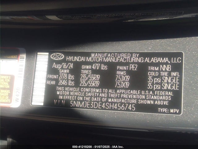 5NMJE3DE4SH456745 Hyundai Tucson Limited