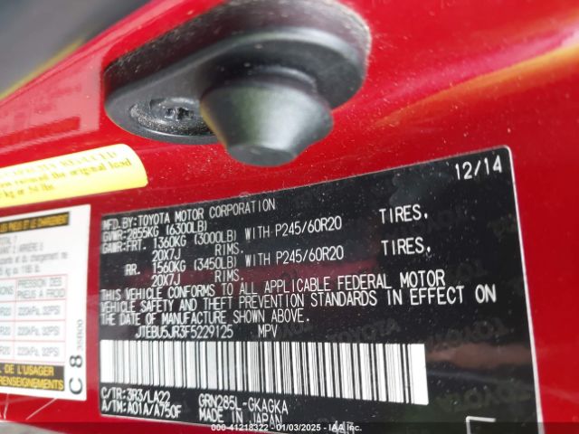 JTEBU5JR3F5229125 Toyota 4runner Limited