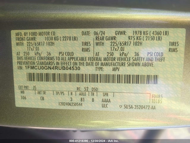 Ford Escape Active 2024 1FMCU0GN4RUB04530 Image 9