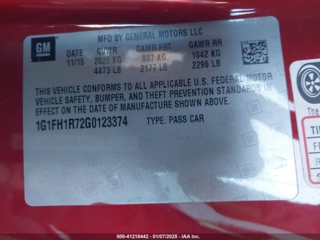 1G1FH1R72G0123374 Chevrolet CAMARO 2SS