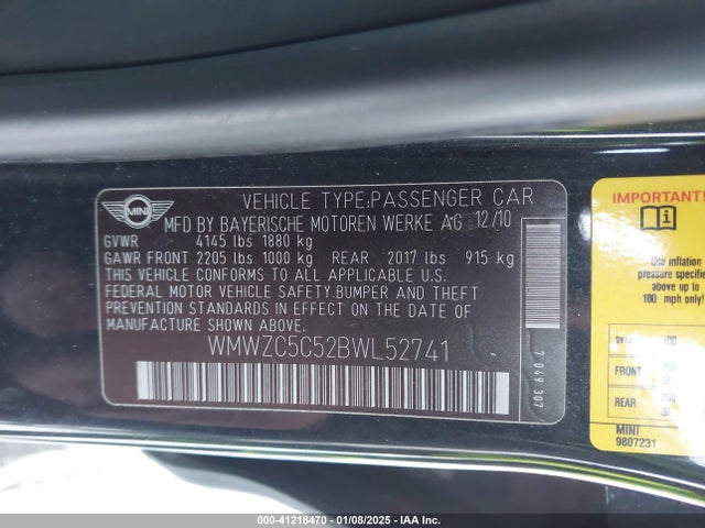 2011 MINI COOPER S COUNTRYMAN WMWZC5C52BWL52741 Photo 8