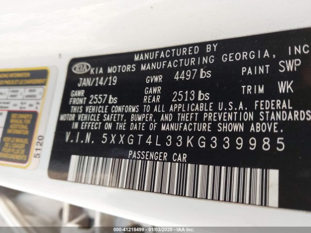 5XXGT4L33KG339985 KIA Optima Lx