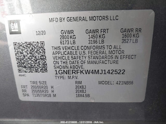 1GNERFKW4MJ142522 Chevrolet Traverse Fwd Ls