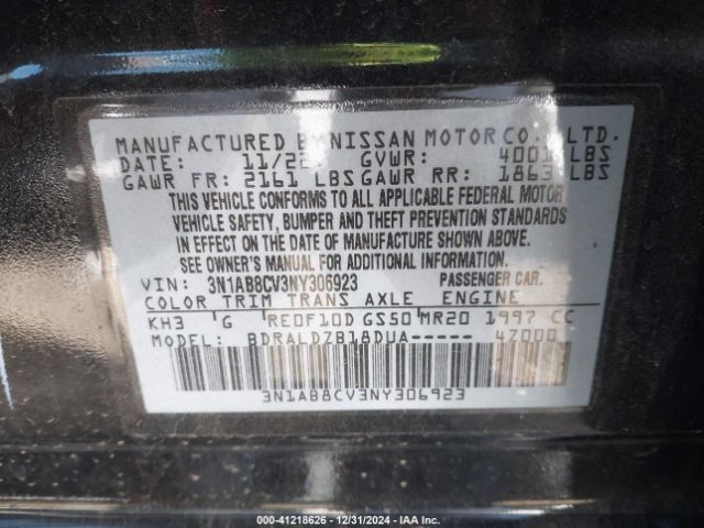 3N1AB8CV3NY306923 Nissan Sentra Sv Xtronic Cvt