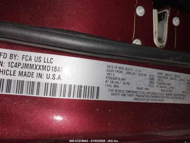 1C4PJMMXXMD184856 Jeep Cherokee 80th Anniversary 4x4