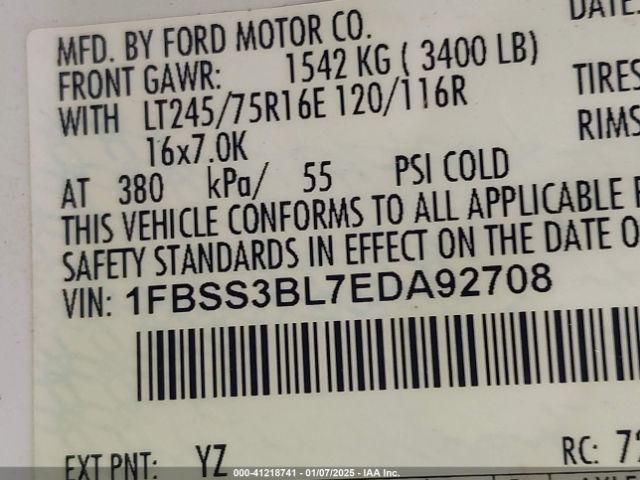 1FBSS3BL7EDA92708 Ford E-350 Super Duty Xlt