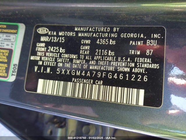 KIA Optima Lx 2015 5XXGM4A79FG461226 Image 9