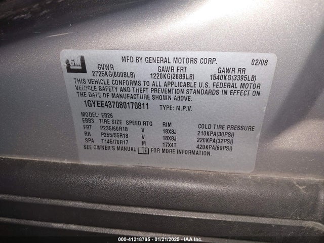2008 CADILLAC SRX 1GYEE437080170811 Photo 8