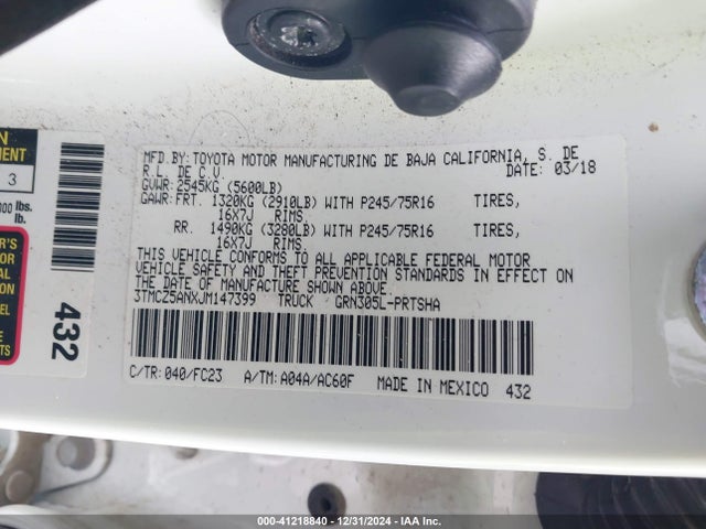 3TMCZ5ANXJM147399 Toyota 2gr-fks