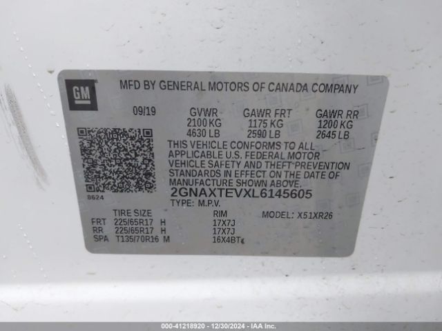 2GNAXTEVXL6145605 Chevrolet Equinox Awd 2fl