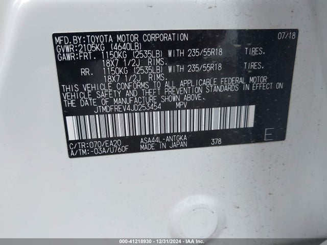 Toyota Rav4 Limited 2018 JTMDFREV4JD253454 Image 9