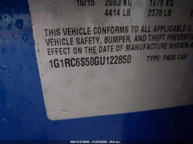 1G1RC6S50GU122850 Chevrolet VOLT LT