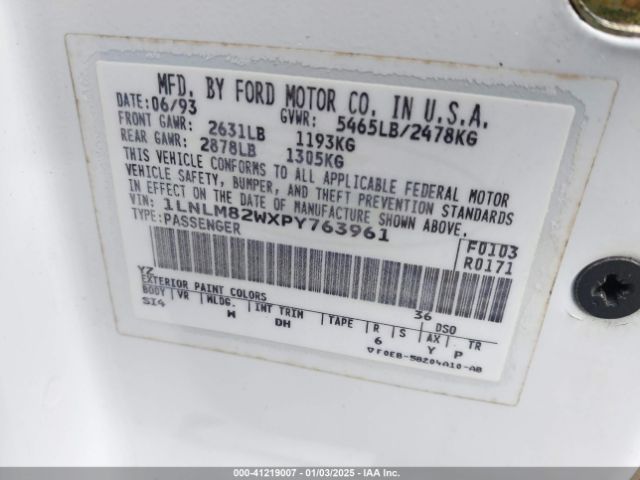 1993 LINCOLN TOWN CAR 1LNLM82WXPY763961 Photo 8