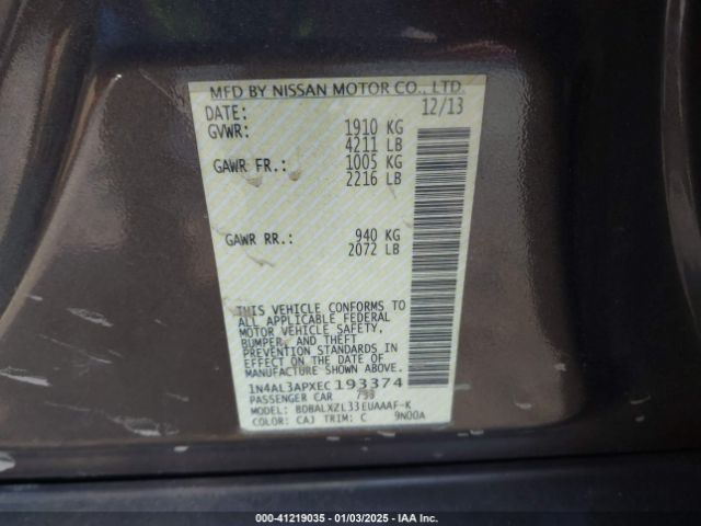 1N4AL3APXEC193374 Nissan Altima 2.5 Sl