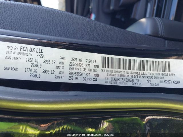 1C4SDHCT2LC318576 Dodge Durango R/t Rwd
