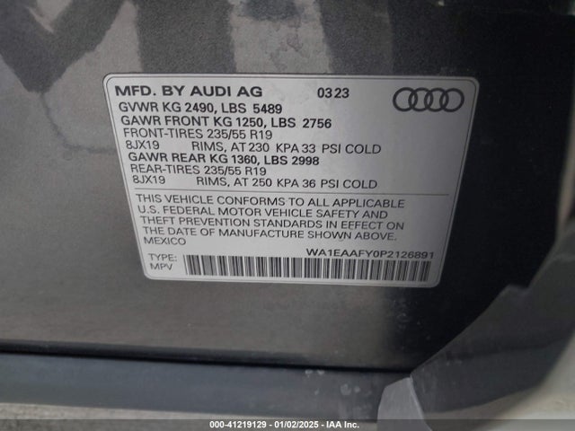 WA1EAAFY0P2126891 Audi Q5 Premium Plus 45 Tfsi S Line Quattro
