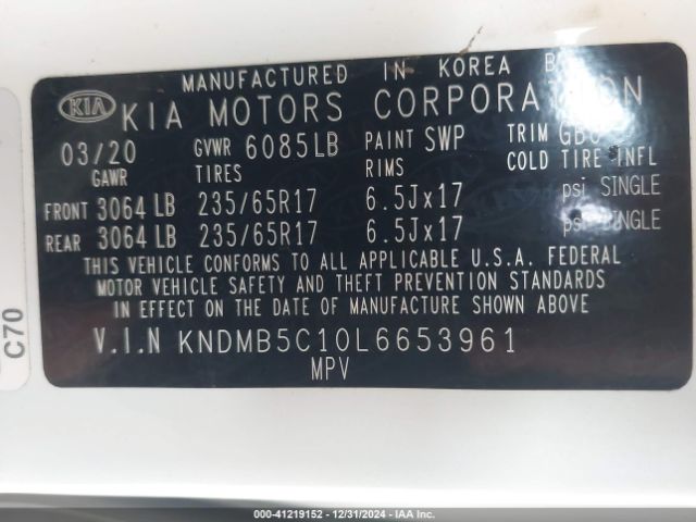 KNDMB5C10L6653961 KIA SEDONA LX