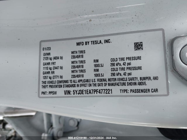 2023 TESLA MODEL 3 5YJ3E1EA7PF477221 Photo 8