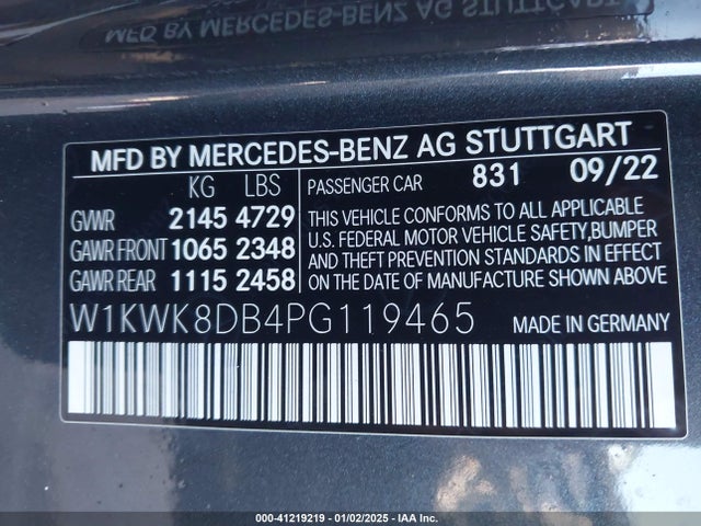 Mercedes-Benz m264 2023 W1KWK8DB4PG119465 Image 9