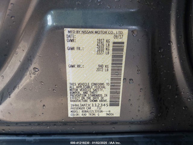 Nissan Altima 2.5 S 2018 1N4AL3AP2JC112345 Image 9