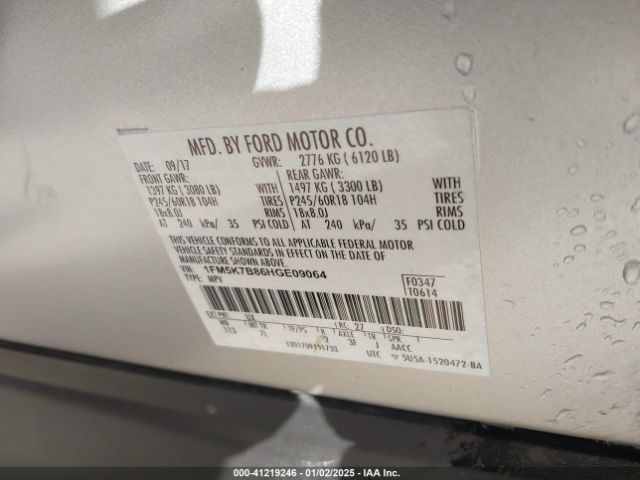 1FM5K7B86HGE09064 Ford Explorer