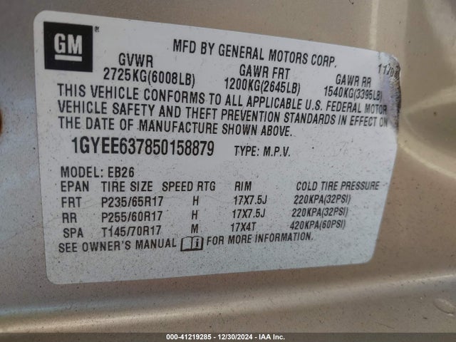 2005 CADILLAC SRX 1GYEE637850158879 Photo 8