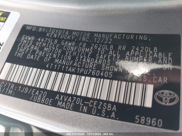 2023 TOYOTA CAMRY 4T1T11AK1PU760405 Photo 8