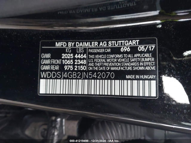WDDSJ4GB2JN542070 Mercedes-Benz CLA 250 4MATIC