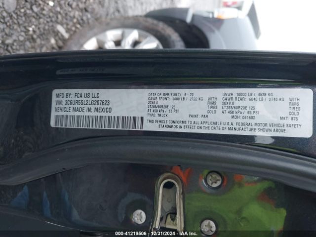 3C6UR5SL2LG207623 RAM 2500 Limited  4x4 6'4 Box