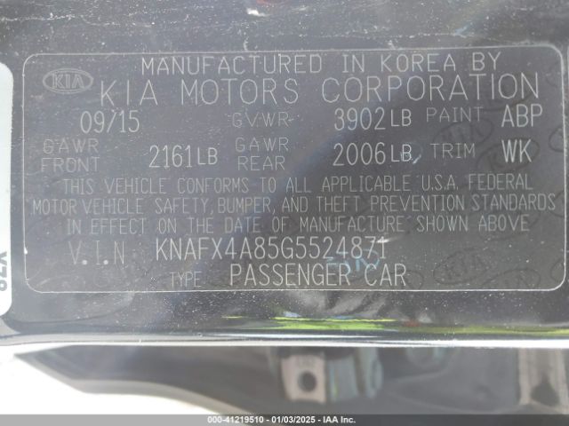 KNAFX4A85G5524871 KIA FORTE EX