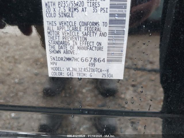 5N1DR2MM7HC667864 Nissan Pathfinder Platinum